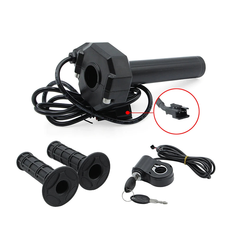 E-Bike Full Twist Throttle Grip with Key Ignition for Ridstar Q20/Q20Pro/H20 Electric Dirt Bike Scooter Motorcycle Parts